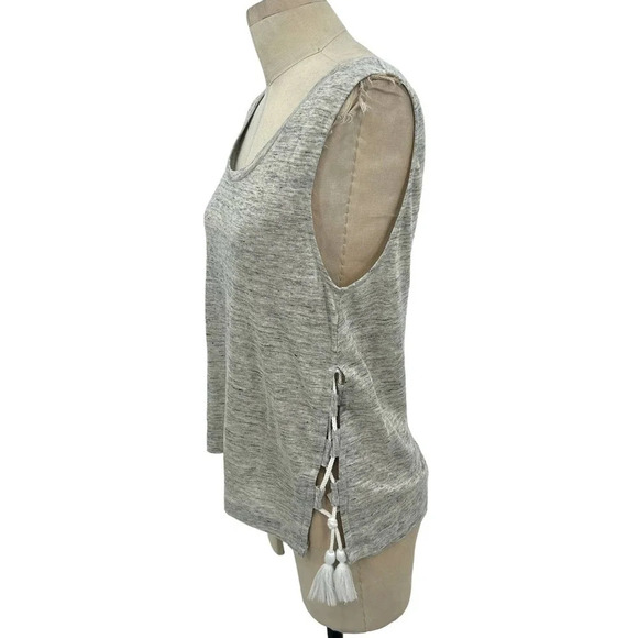 Generation Love Gray Linen Side Lace-up Tassel Tank‎ Top Size Small - Picture 3 of 7